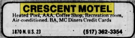 Crescent Motel - July 1975 Ad